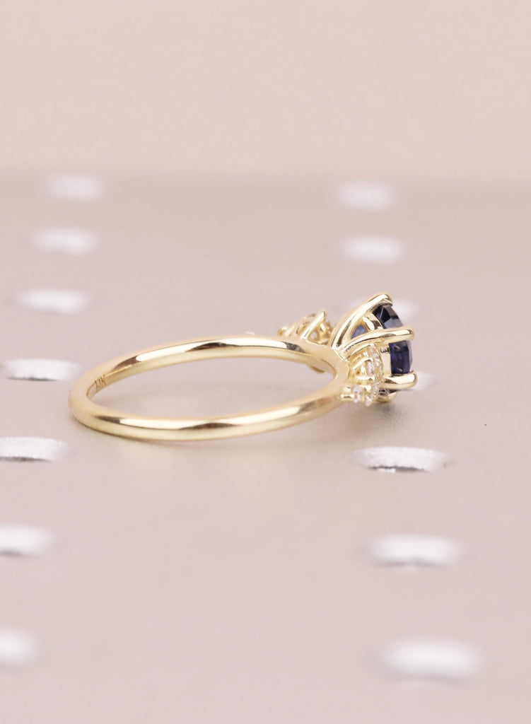 Sapphire Engagement Ring: 14K Yellow Gold Diamond Cluster Ring, Snowdrift Style September Birthstone image #5