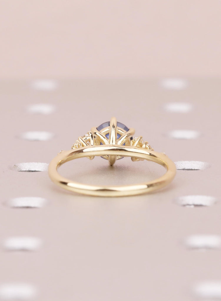 Sapphire Engagement Ring: 14K Yellow Gold Diamond Cluster Ring, Snowdrift Style September Birthstone image #6