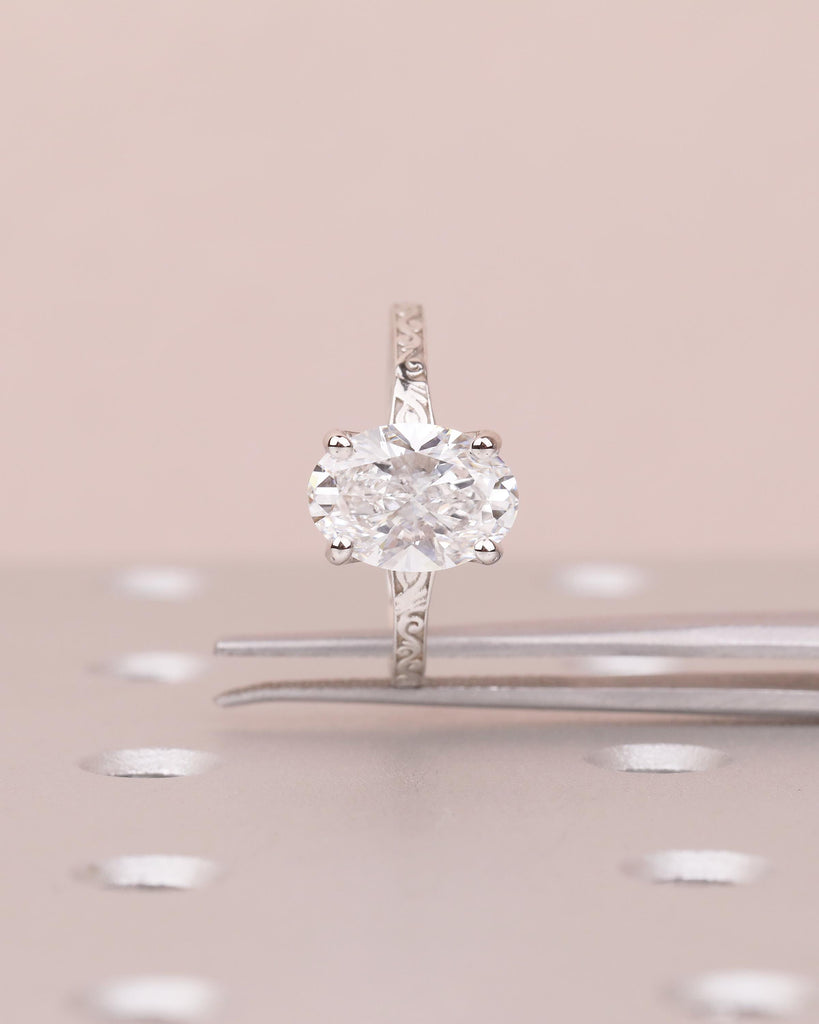 Art Deco Oval Moissanite Engagement Ring