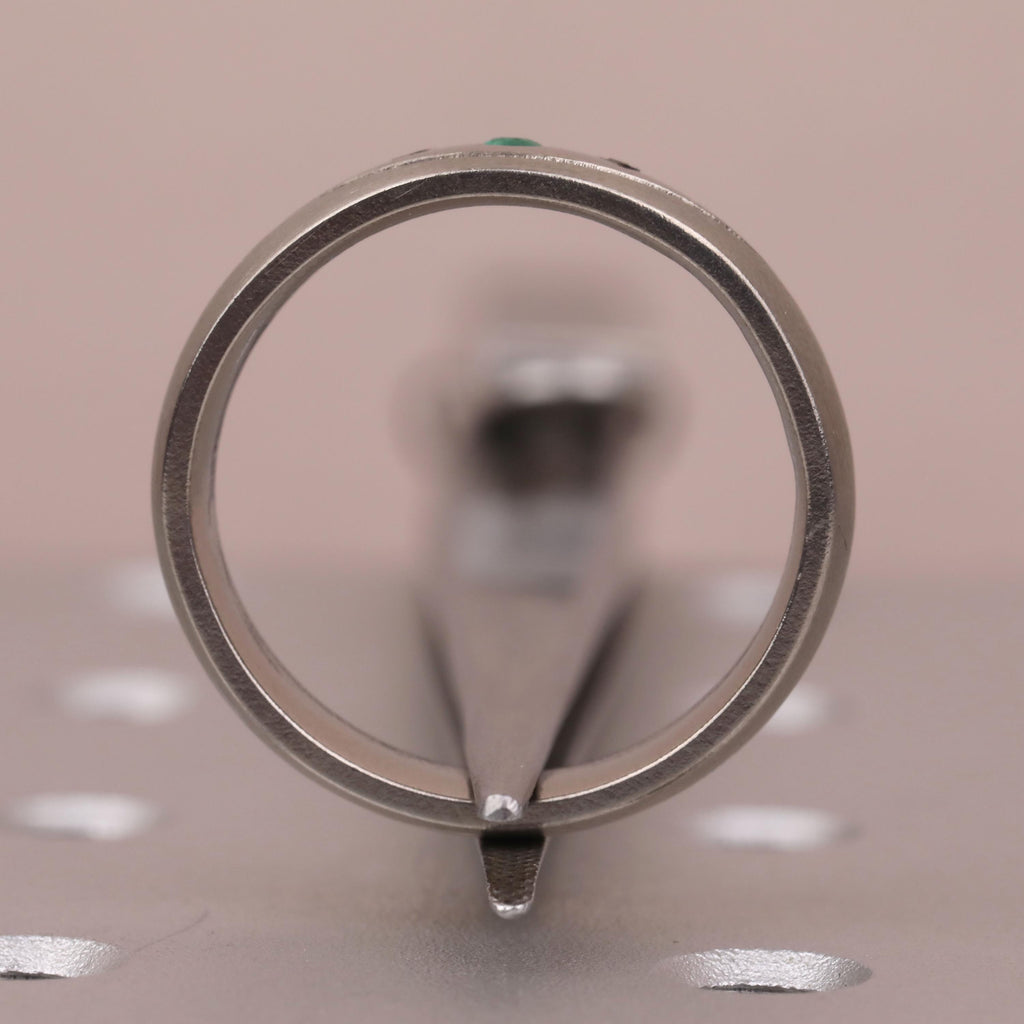 6MM Titanium Men Ring | Unique Mens Wedding Bands | Engagement Ring Gift for Him | May Birthstone Emerald Ring image #9