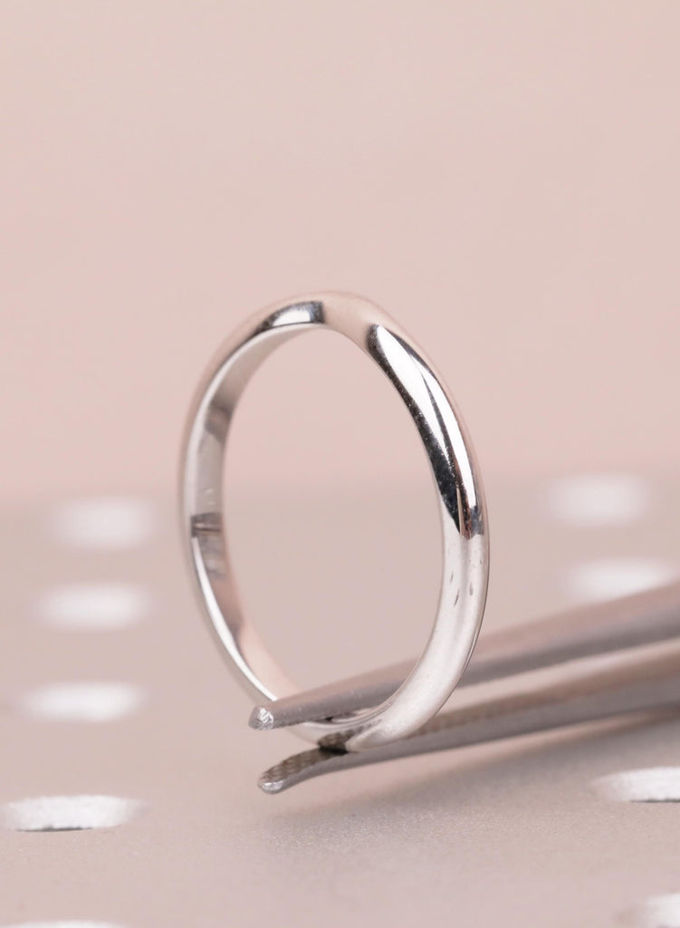 Curved 14K White Gold Women's Wedding Band, 3.1mm Custom Stackable Wedding Ring for Woman, Minimalist Dainty Stacking Band, Handmade Jewelry image #11