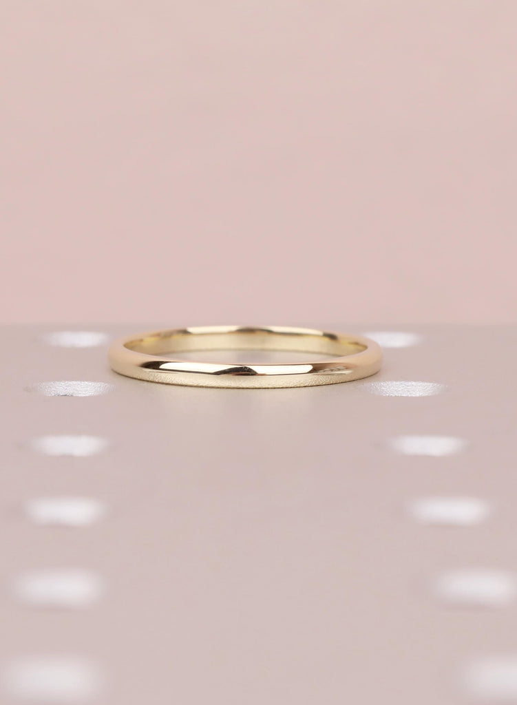 Domed 14K Yellow Gold Wedding Band for Men, 2mm Men's Gold Ring, Simple Plain Wedding Ring, Dainty Solid Gold Band, Minimalist Stacking Ring image #7