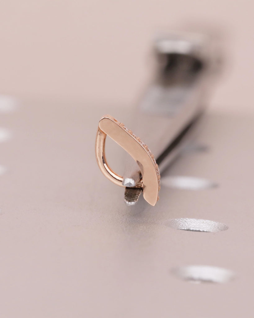14k Rose Gold Naval Ring, Belly Button Jewelry, Natural Diamond Navel Piercing, Gift For Girlfriend, Dainty Belly Ring, Personalized Jewelry image #3