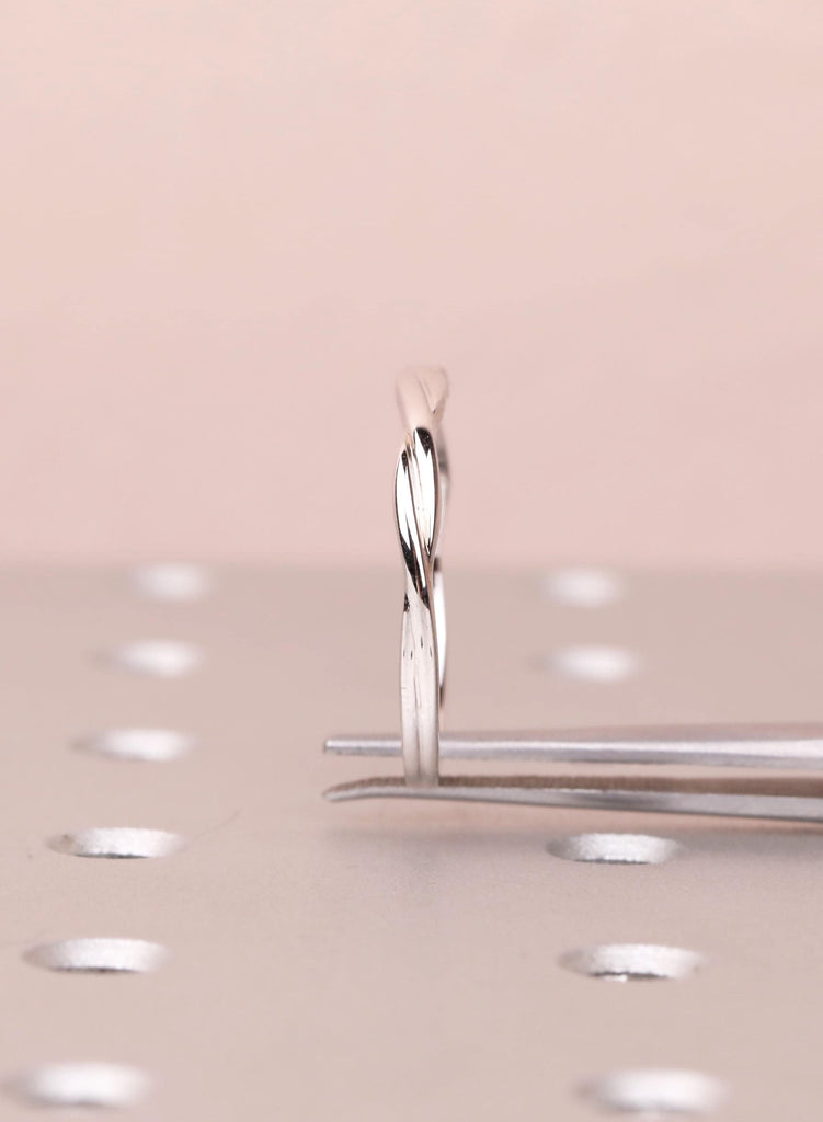 14k Solid White Gold Twisted Wedding Band Women, Dainty Infinity Stacking Ring, Thin Gold Band, Promise Ring image #13