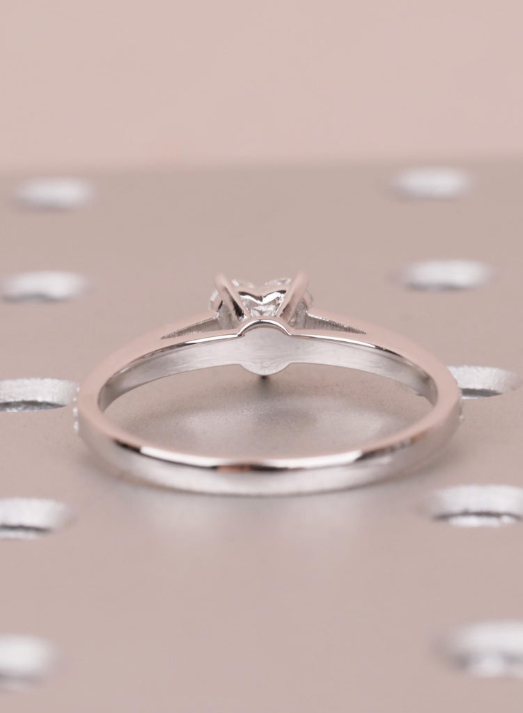Heart Moissanite Ring, 14k White Gold Pave Side Stones Diamond Engagement Ring, Promise Ring for Her, Anniversary Wedding Bridal Jewelry image #4