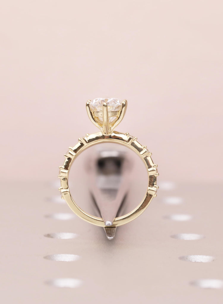 Art Deco Moissanite Ring Set, 14K Yellow Gold Oval Moissanite Engagement Ring, Twisted Matching Wedding Band, Custom Wedding Ring For Her image #10