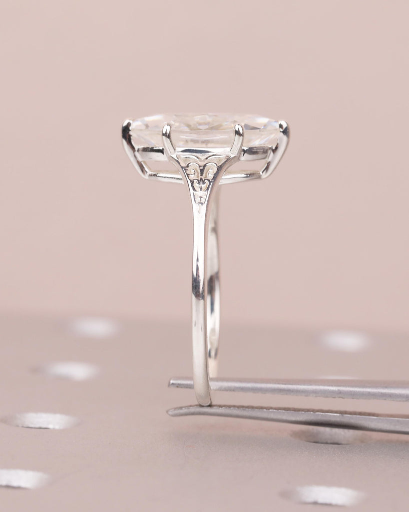 Marquise Lab Diamond Engagement Ring, Vintage Style 925 Sterling Silver Ring image #11