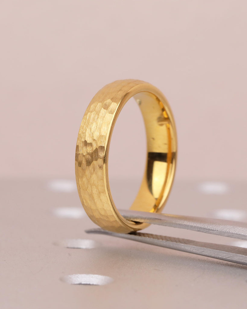 Domed 14k Yellow Gold Plated Tungsten Wedding Band