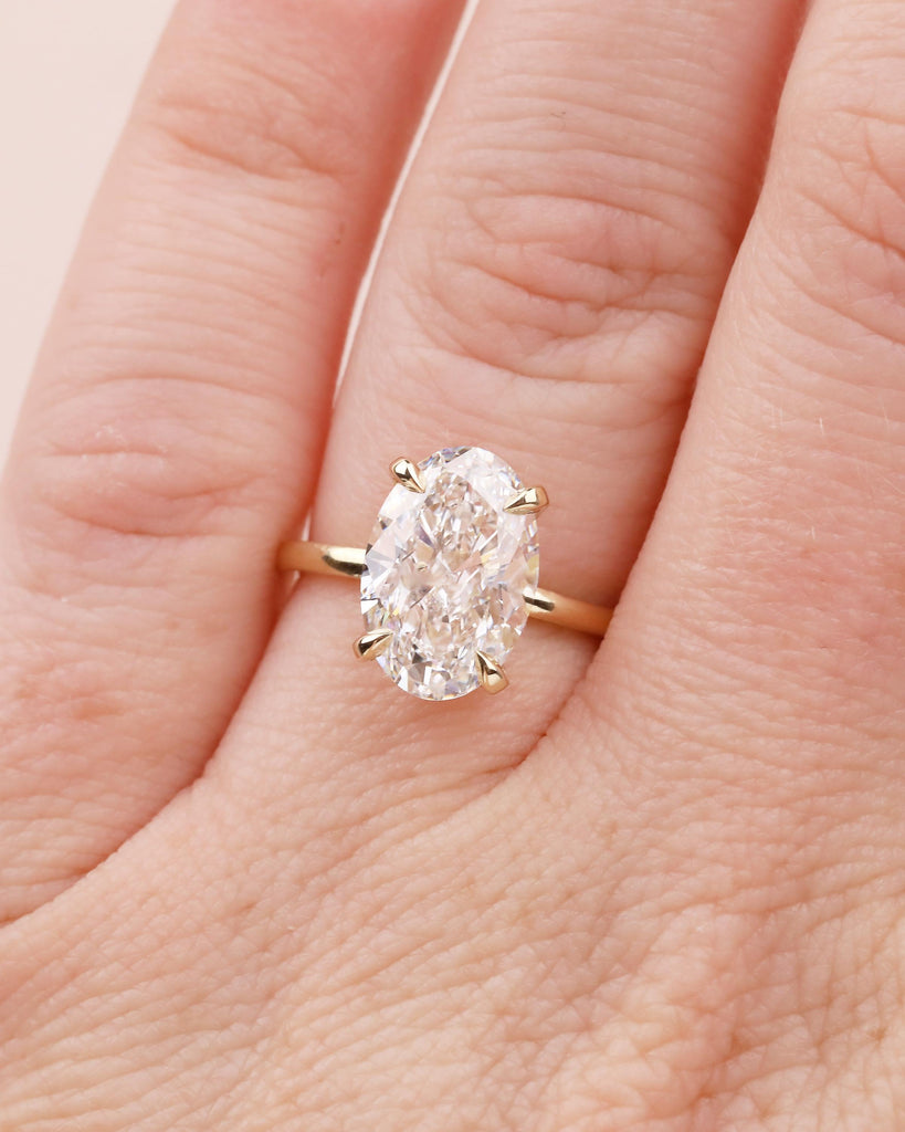 14k Solid Gold Hidden Halo IGI Certified Lab Diamond Oval Engagement Ring image #9