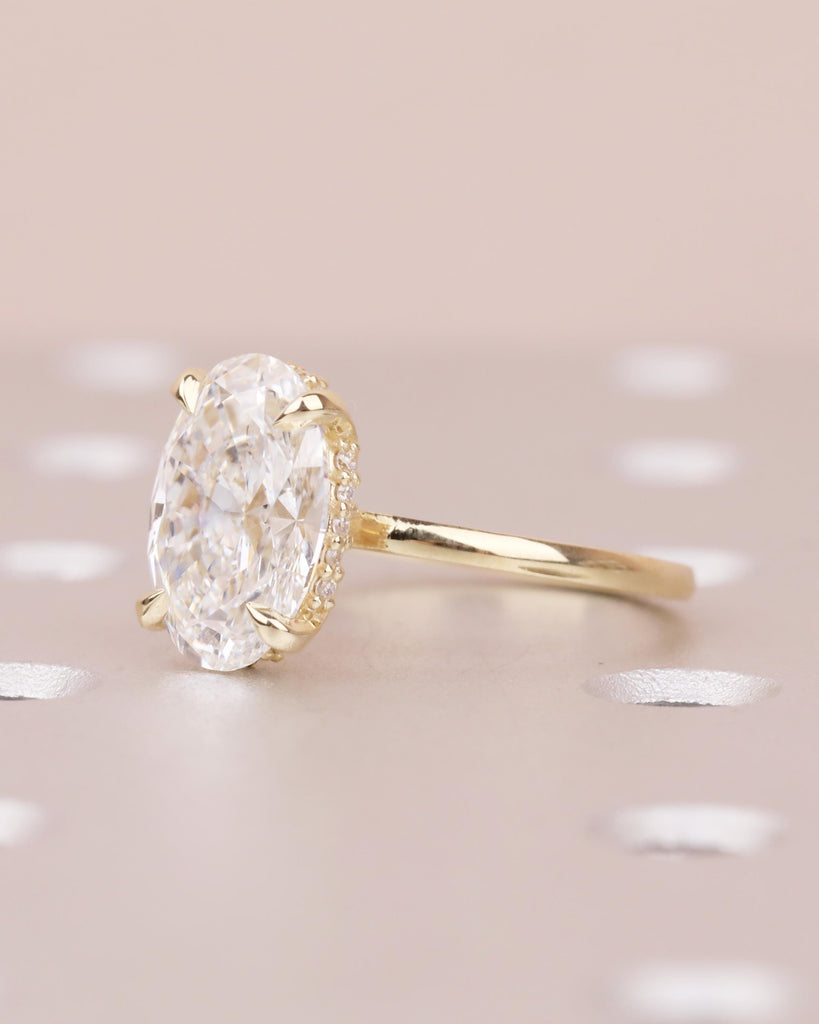 14k Solid Gold Hidden Halo IGI Certified Lab Diamond Oval Engagement Ring image #5