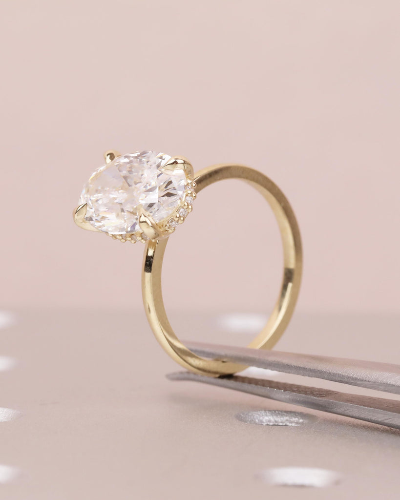 14k Solid Gold Hidden Halo IGI Certified Lab Diamond Oval Engagement Ring image #16