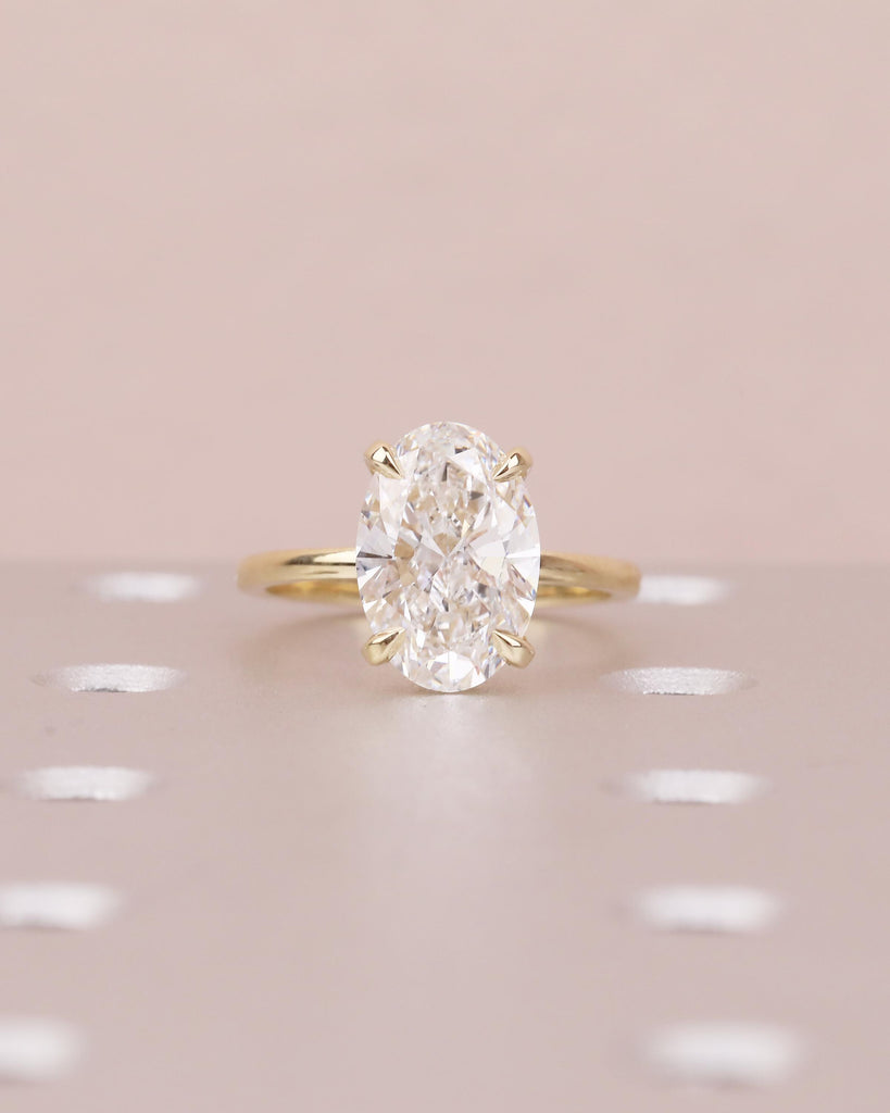 1-4ct Oval Moissanite Engagement Ring in 14k Gold, Diamond Hidden Halo Solitaire Ring image #12