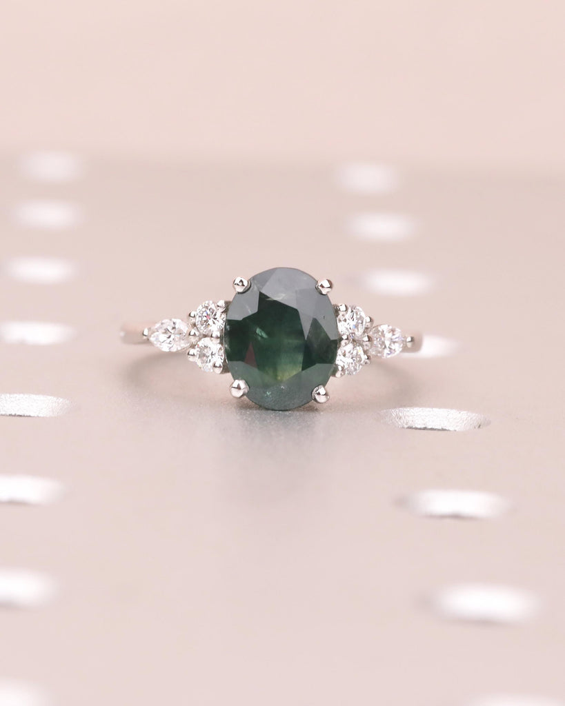 2ct Teal Sapphire Engagement Ring