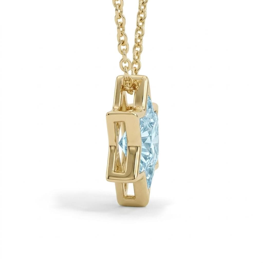 Unique Aquamarine Star of David Necklace | 14k/18k Gold Magen David Pendant | Religious Jewish Star Necklace | March Birthstone Gold Jewelry image #4