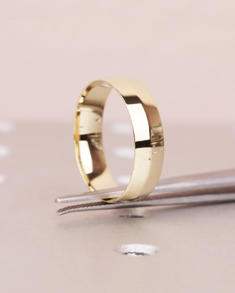 Knife Edge Ring: 14K Solid Gold, 6mm Band, Comfort Fit, Shiny Finish, Men's Wedding Ring, Anniversary Gift image #2