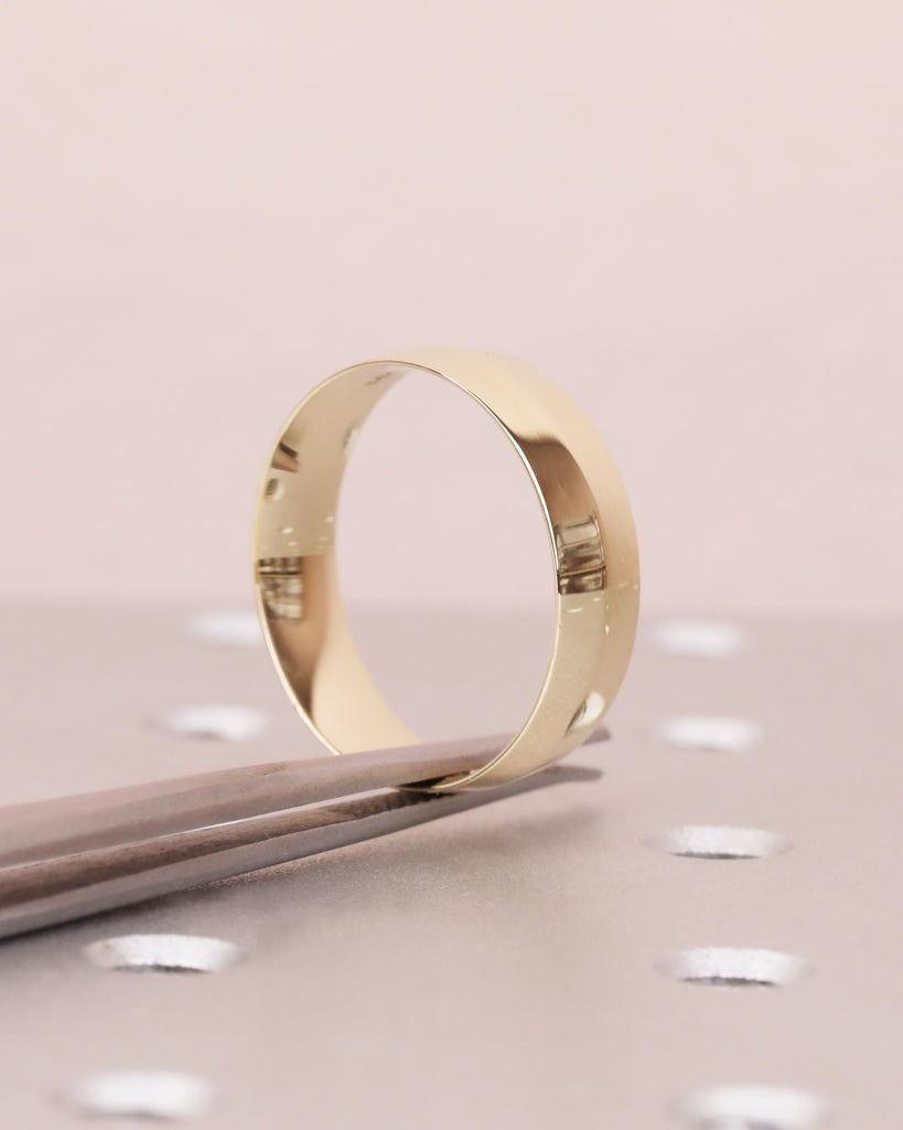 14k Solid Yellow Gold Knife Edge Ring - Minimalist Gold Ring - Simple Wedding Band - 6mm Wide Comfort Fit Men's Ring - Promise Ring for Him image #7