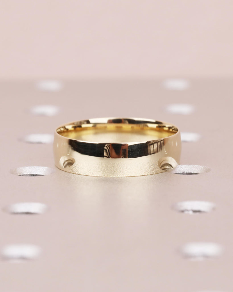 14k Solid Yellow Gold Knife Edge Ring - Minimalist Gold Ring - Simple Wedding Band - 6mm Wide Comfort Fit Men's Ring - Promise Ring for Him image #4