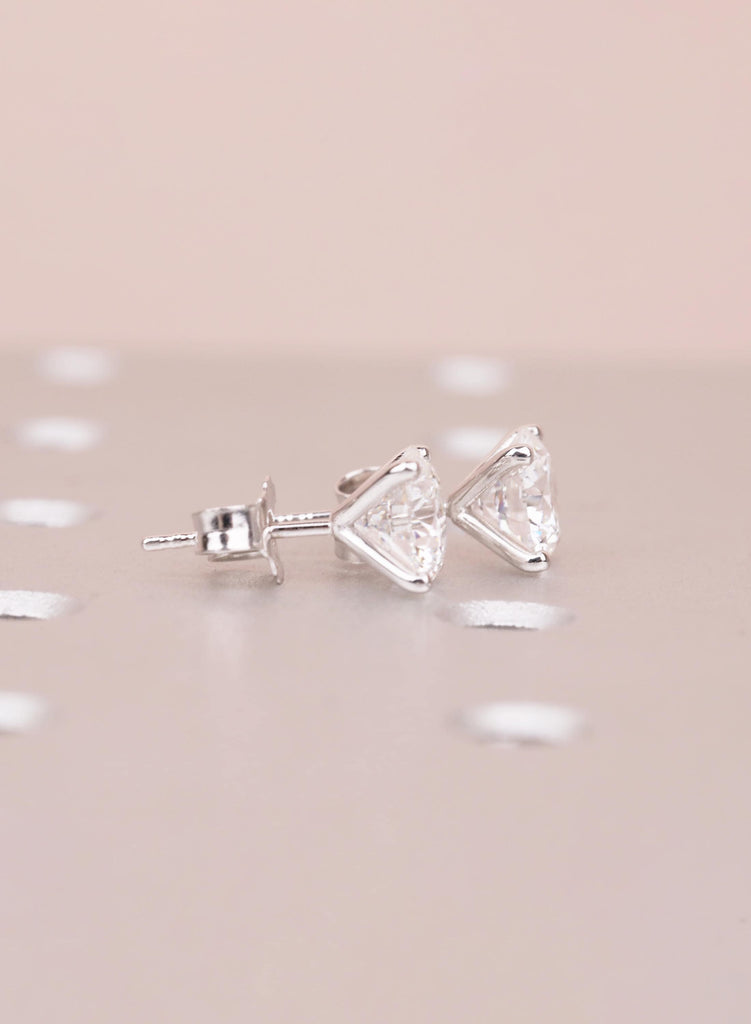 Minimal Earrings, Round cut 14K Solid Gold Earrings, Lab Grown Diamond Solitaire Studs, Bridal Earrings image #4
