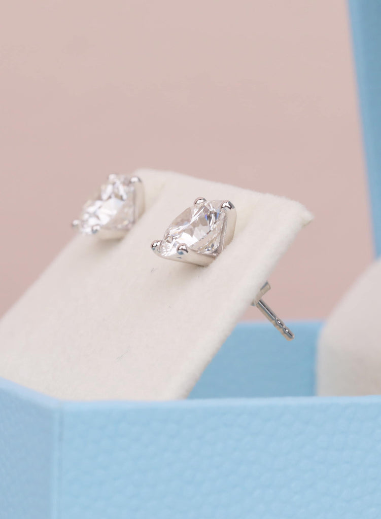 Minimal Earrings, Round cut 14K Solid Gold Earrings, Lab Grown Diamond Solitaire Studs, Bridal Earrings image #12
