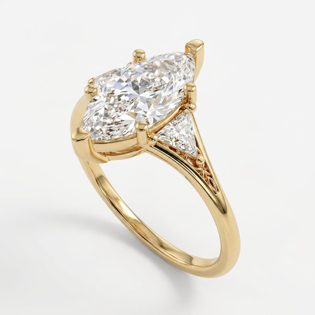 Marquise Cut Moissanite Vintage Engagement Ring | 14k/18k Gold Heirloom Wedding Ring | Women Bridal Jewelry Anniversary Gift image #4