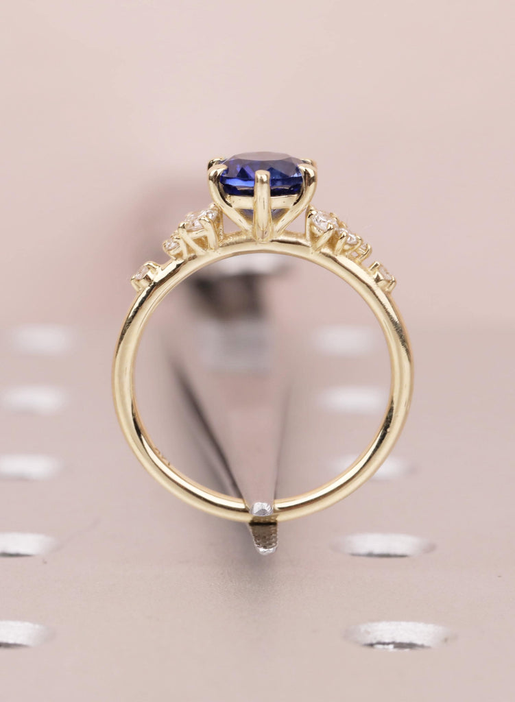 Sapphire Engagement Ring: 14K Yellow Gold Diamond Cluster Ring, Snowdrift Style September Birthstone image #11