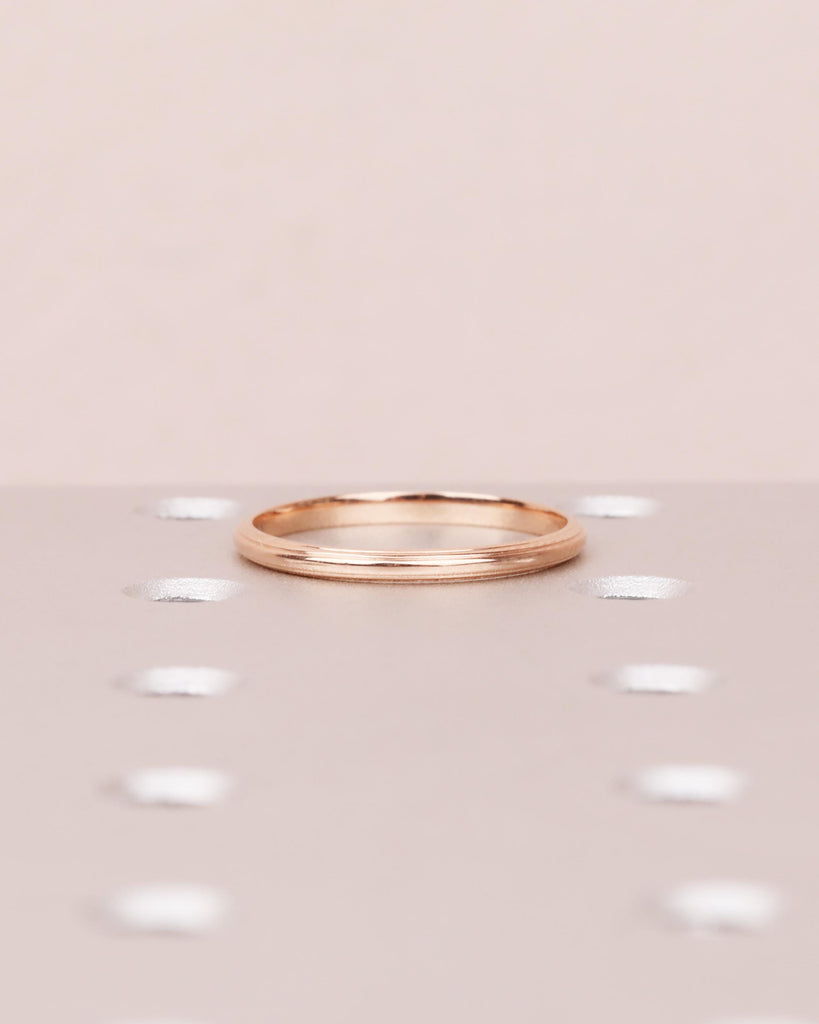 Dainty Women's Wedding Band: 14K Solid Gold Stackable Wedding Ring, 2mm Thin Engagement Ring, Smooth Layered Lines, Domed Ring image #9