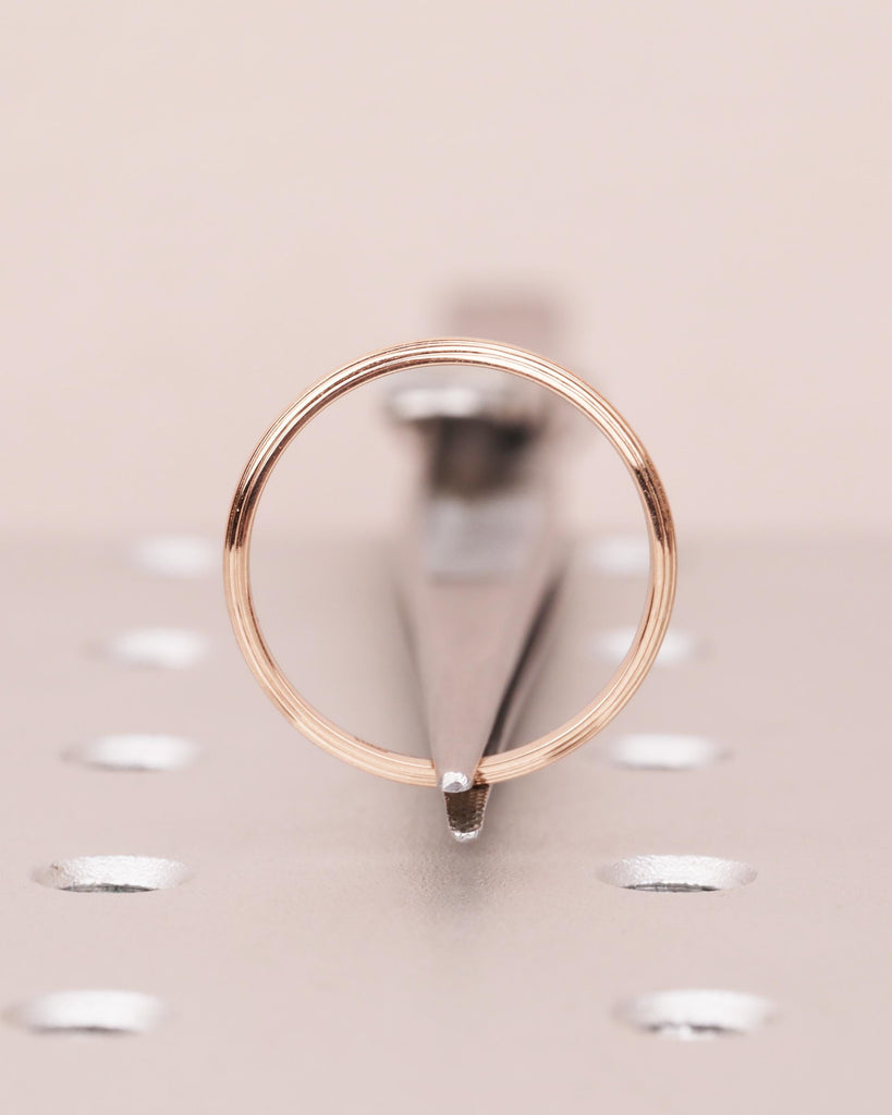 Dainty Women's Wedding Band: 14K Solid Gold Stackable Wedding Ring, 2mm Thin Engagement Ring, Smooth Layered Lines, Domed Ring image #6