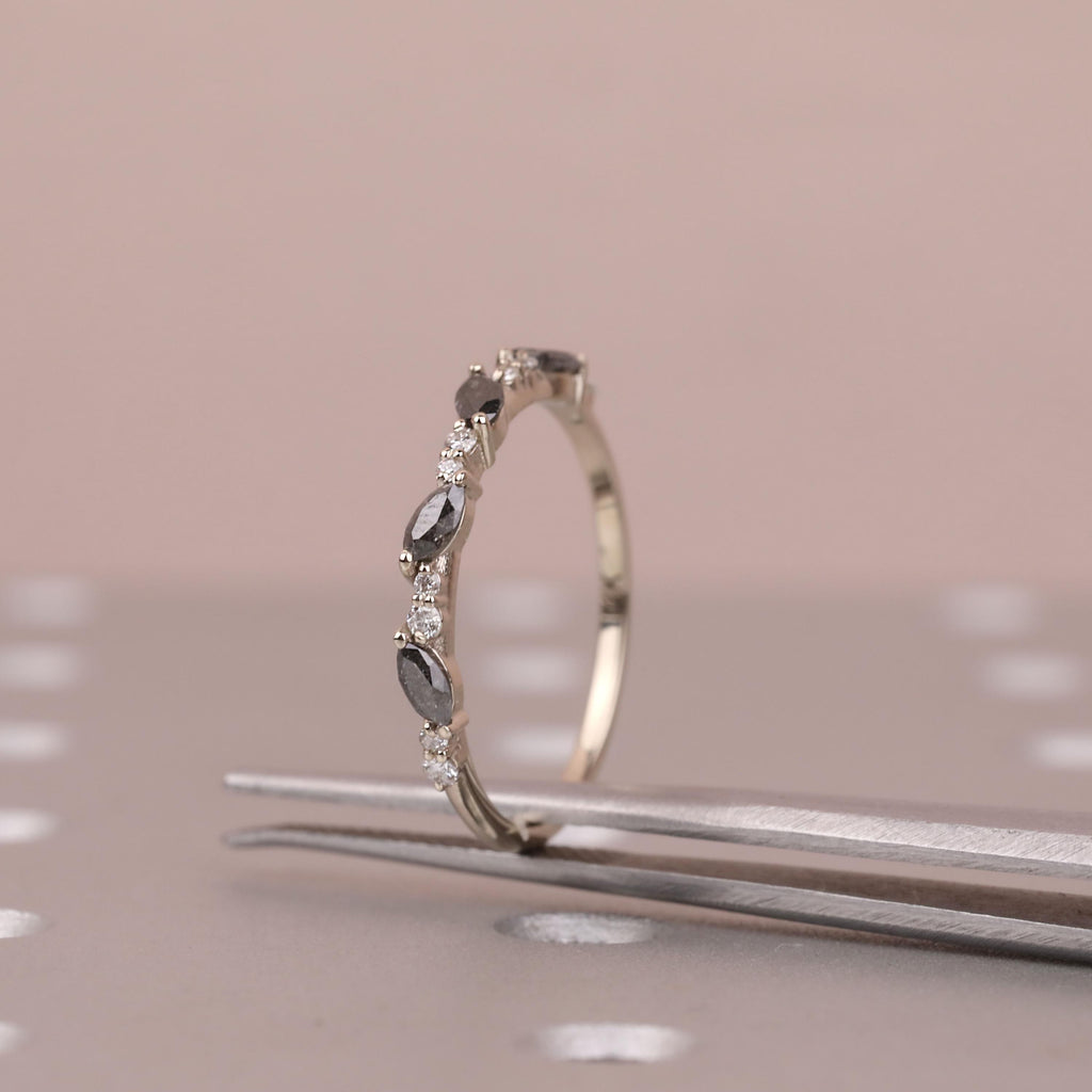Marquise cut Diamond Engagement Ring | Thin Gold Rings for Women