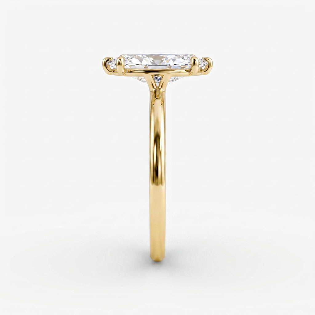 Solid Gold Moissanite Engagement Rings for Women | Marquise cut Solitaire Simple Promise Ring | Wedding Anniversary Gift image #4
