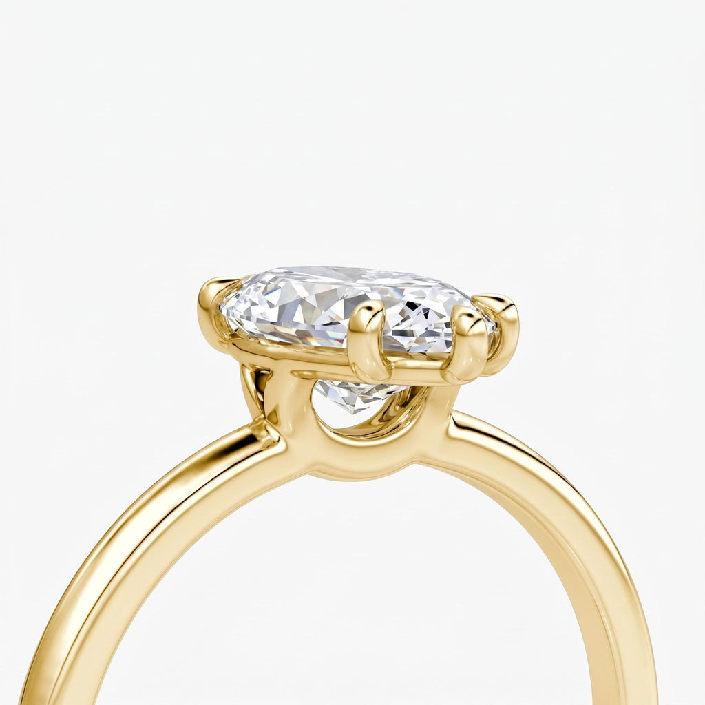 Solid Gold Moissanite Engagement Rings for Women | Marquise cut Solitaire Simple Promise Ring | Wedding Anniversary Gift