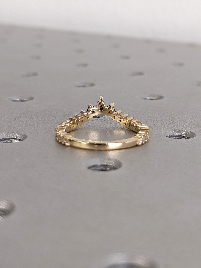14k/18k Gold Diamond Wedding Bands for Women | Chevron Stacking Ring Bridal Jewelry | Wedding Anniversary Gift image #6