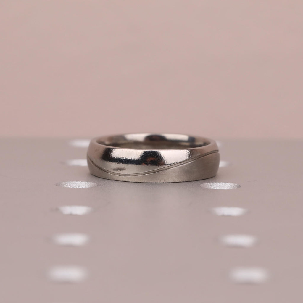 6MM Titanium Men Ring | Unique Mens Wedding Bands | Engagement Ring Gift for Him | May Birthstone Emerald Ring image #4