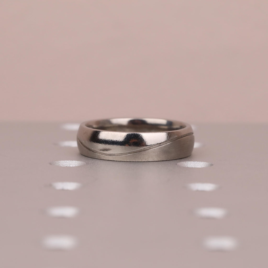 Titanium Male Wedding Bands | Emerald and Black Diamond Ring | Gift Ideas for Men image #7