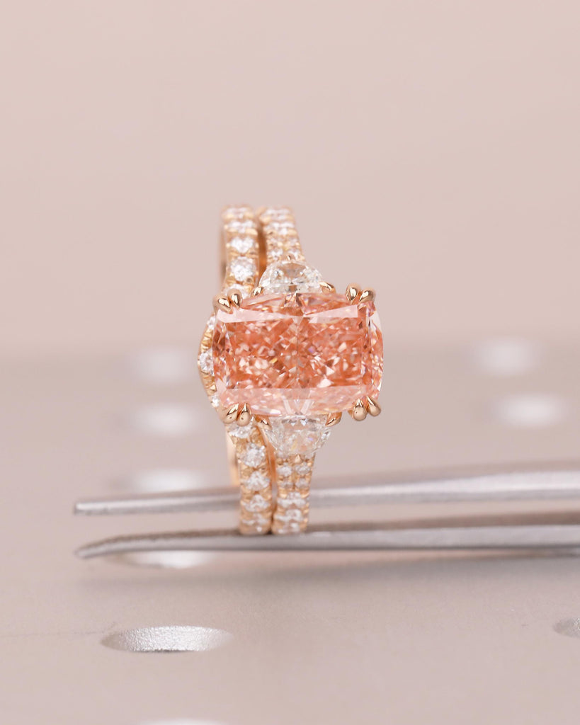 Vintage Pink Lab Created Diamond Cluster Ring