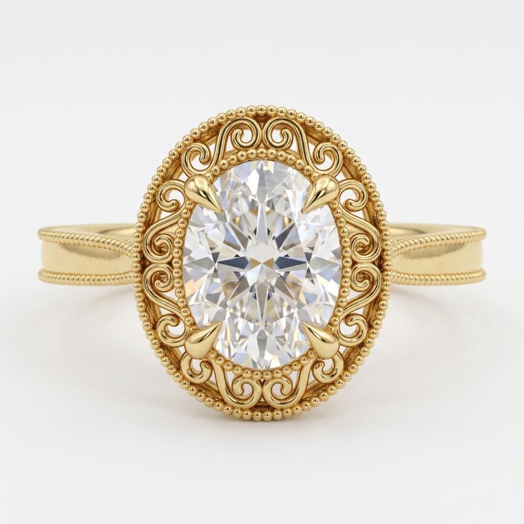 1 Carat Lab Made Diamond Art Deco Wedding Anniversary Ring | Unique Solitaire Engagement Ring | Bridal Gift for Her image #2
