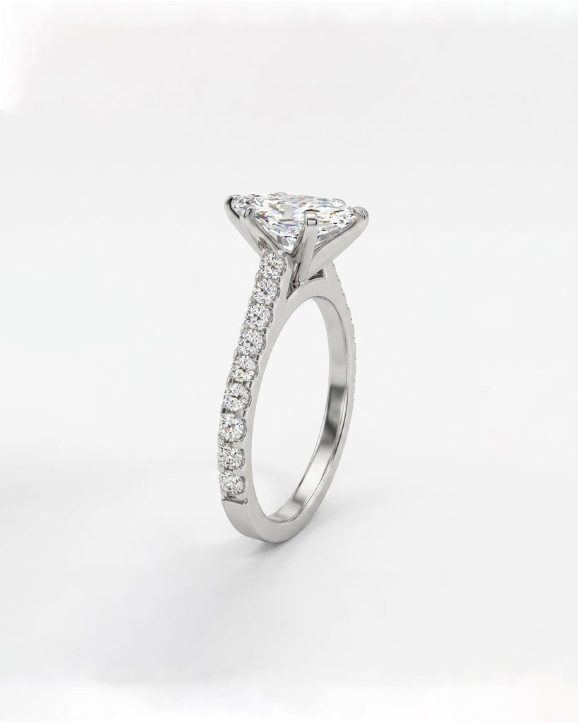 Marquise Engagement Ring, 14k White Gold Moissanite Eternity Ring, Art Deco Promise Rings for Women, Unique Personalized Handmade Jewelry image #4