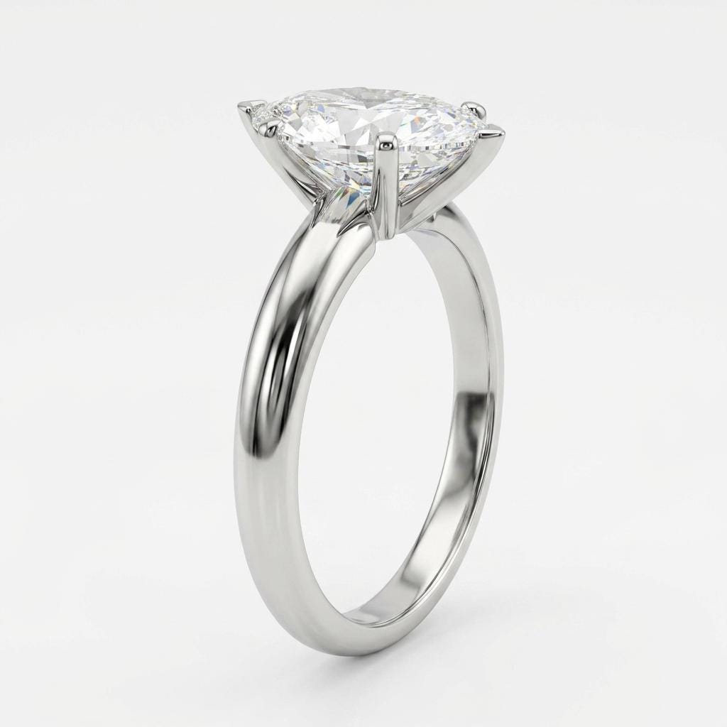 14k White Gold Minimalist Proposal Ring for Her | 1-4ct Moissanite Solitaire Marquise cut Bridal Ring | Women Wedding Jewelry image #6