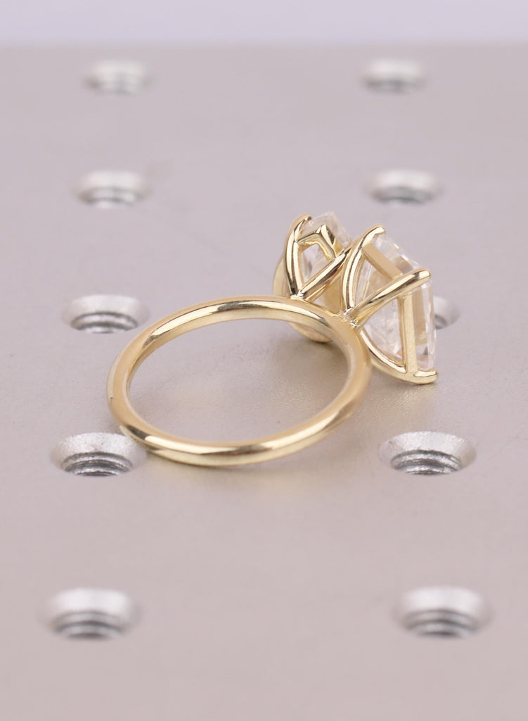 Unique Double Stone Engagement Ring | Lab Grown Diamond Toi et Moi Ring | 14K Gold Two Stone Ring |  Pear and Emerald Cut Gold Bridal Ring image #5