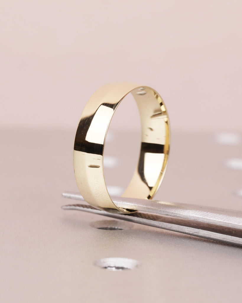 14k Solid Yellow Gold Knife Edge Ring - Minimalist Gold Ring - Simple Wedding Band - 6mm Wide Comfort Fit Men's Ring - Promise Ring for Him