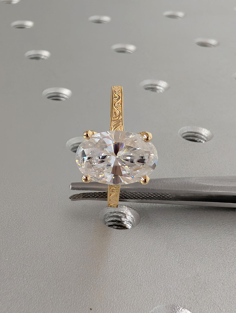 14k/18k Gold Diamond Solitaire Engagement Rings for Women | Oval Lab Made Diamond Antique Proposal Ring | Heirloom Bridal Jewelry image #10