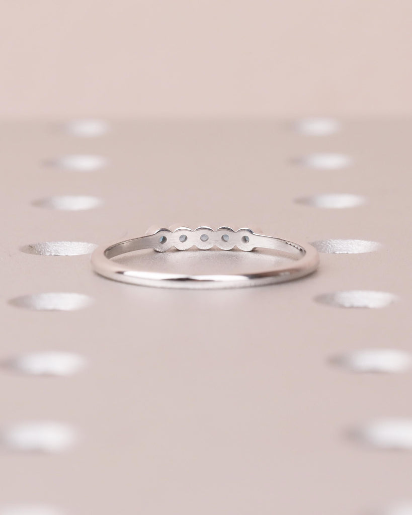 14k Gold Wedding Band, Bezel Set Blue Topaz December Birthstone Ring image #5