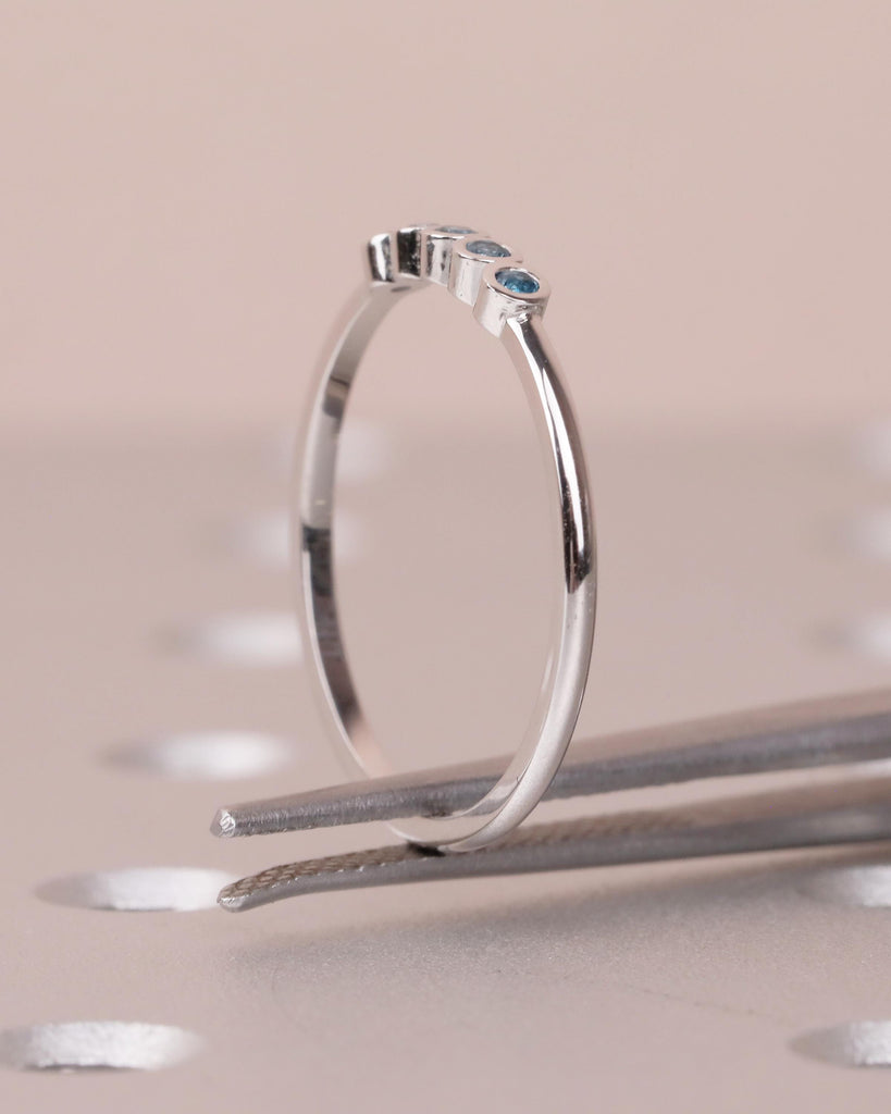14k Gold Wedding Band, Bezel Set Blue Topaz December Birthstone Ring image #13