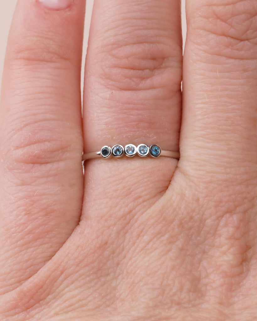 14k Gold Wedding Band, Bezel Set Blue Topaz December Birthstone Ring image #10