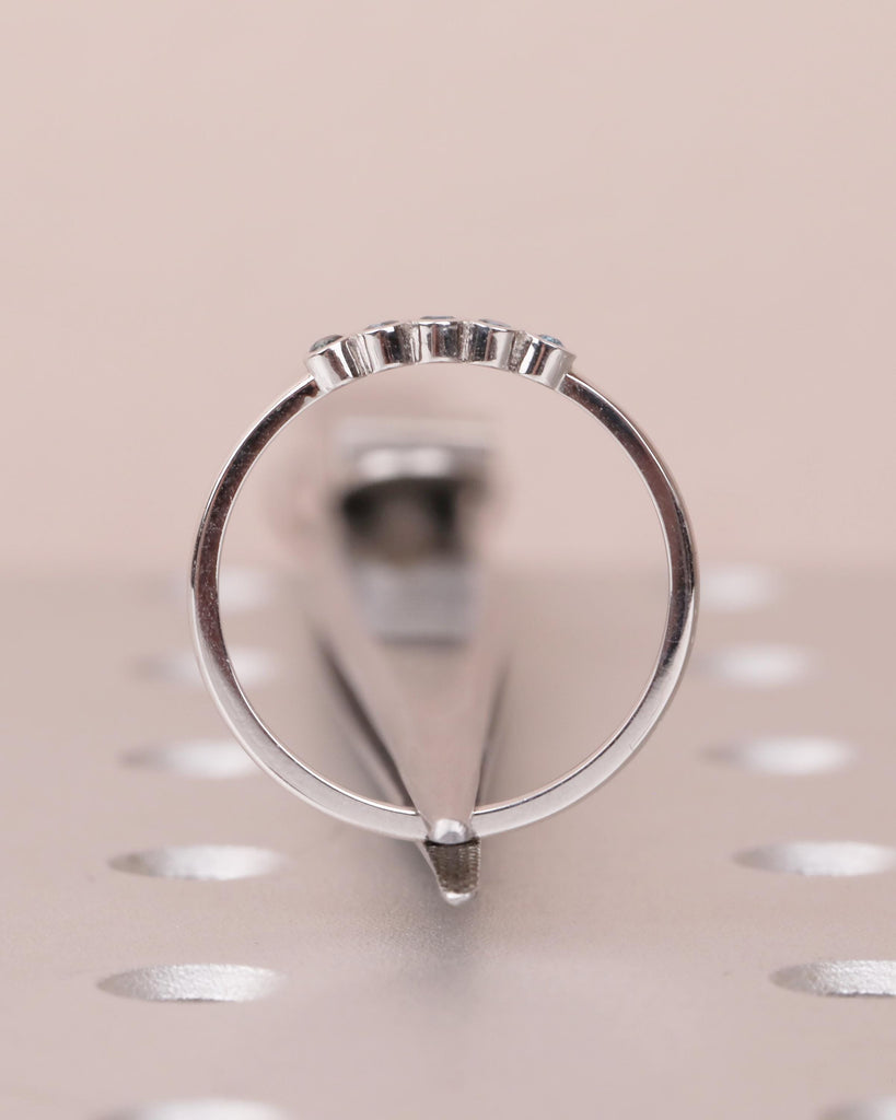 Natural Blue Topaz Ring, Wedding Band Women, Dainty 14k White Gold Stacking Ring, Unique Birthstone Jewelry, 5 Stone Vintage Gemstone Rings image #6