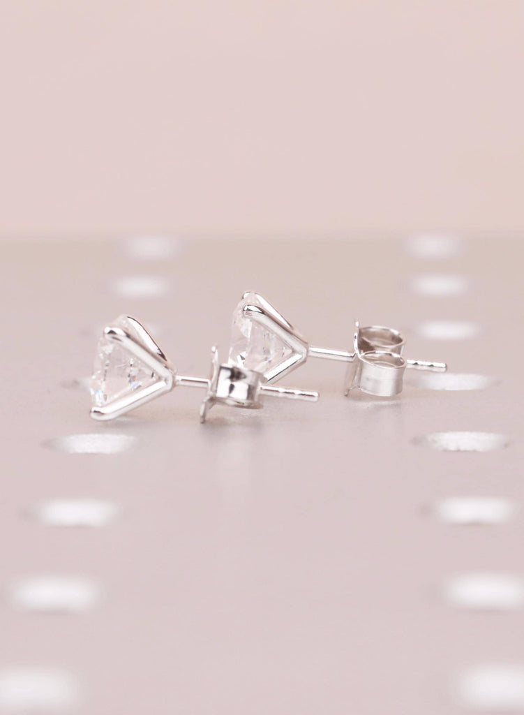 Minimal Earrings, Round cut 14K Solid Gold Earrings, Lab Grown Diamond Solitaire Studs, Bridal Earrings image #6