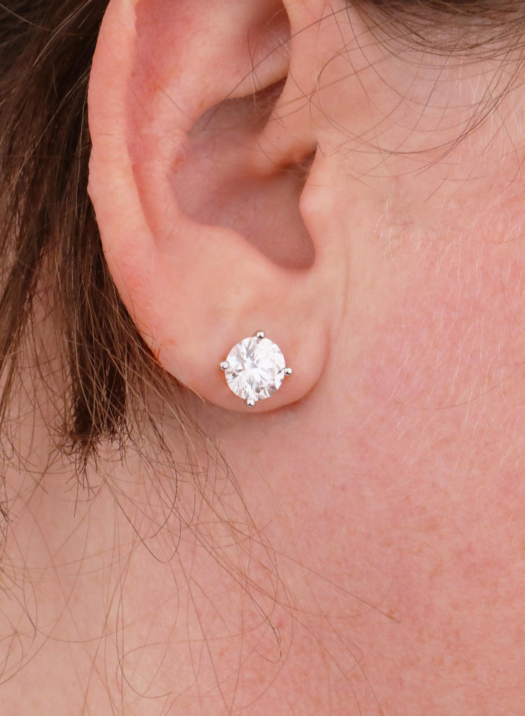 Minimal Earrings, Round cut 14K Solid Gold Earrings, Lab Grown Diamond Solitaire Studs, Bridal Earrings image #13