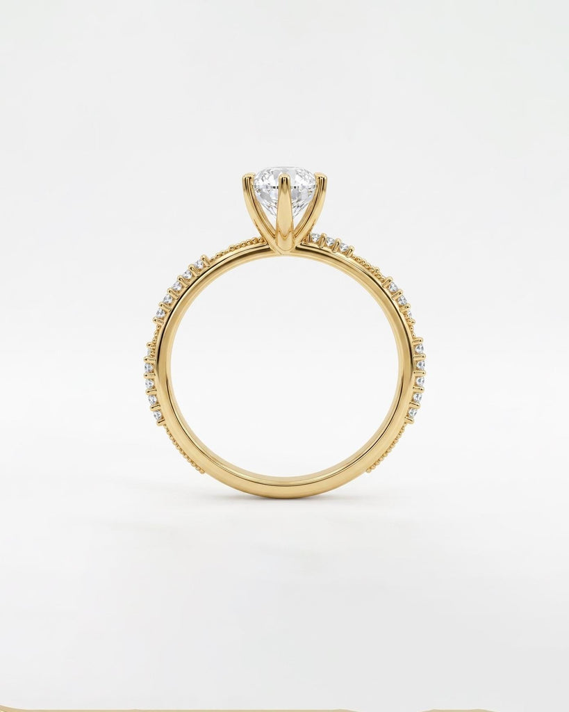 Moissanite Marquise Ring, Art Deco 18k/14k Yellow Gold Promise Ring for Her, Milgrain Wedding Anniversary Ring, Unique Personalized Ring image #6