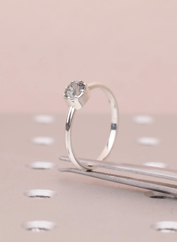 Sterling Silver Ring, Dainty 0.5ct Natural Spinel Ring, Minimalist Promise Ring, Bezel Set Simple Ring, Daily Ring for Women, Spinel Jewelry image #7