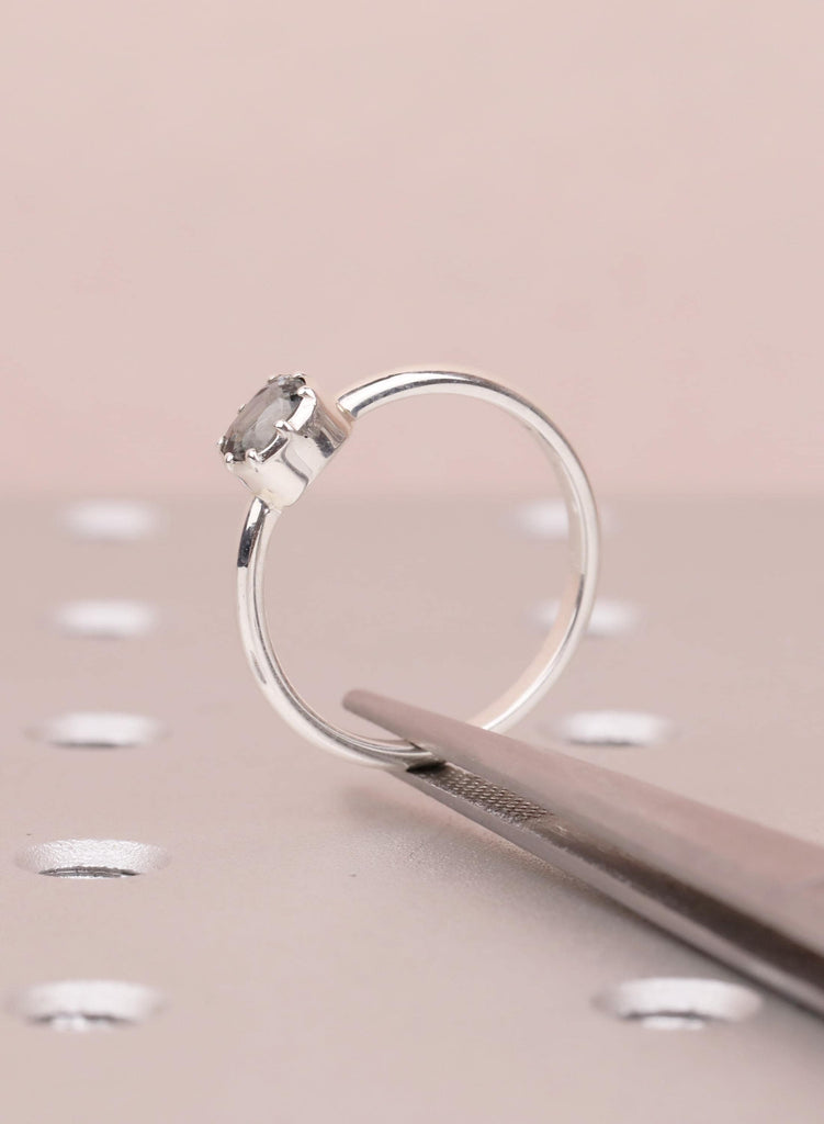 Sterling Silver Ring, Dainty 0.5ct Natural Spinel Ring, Minimalist Promise Ring, Bezel Set Simple Ring, Daily Ring for Women, Spinel Jewelry image #9