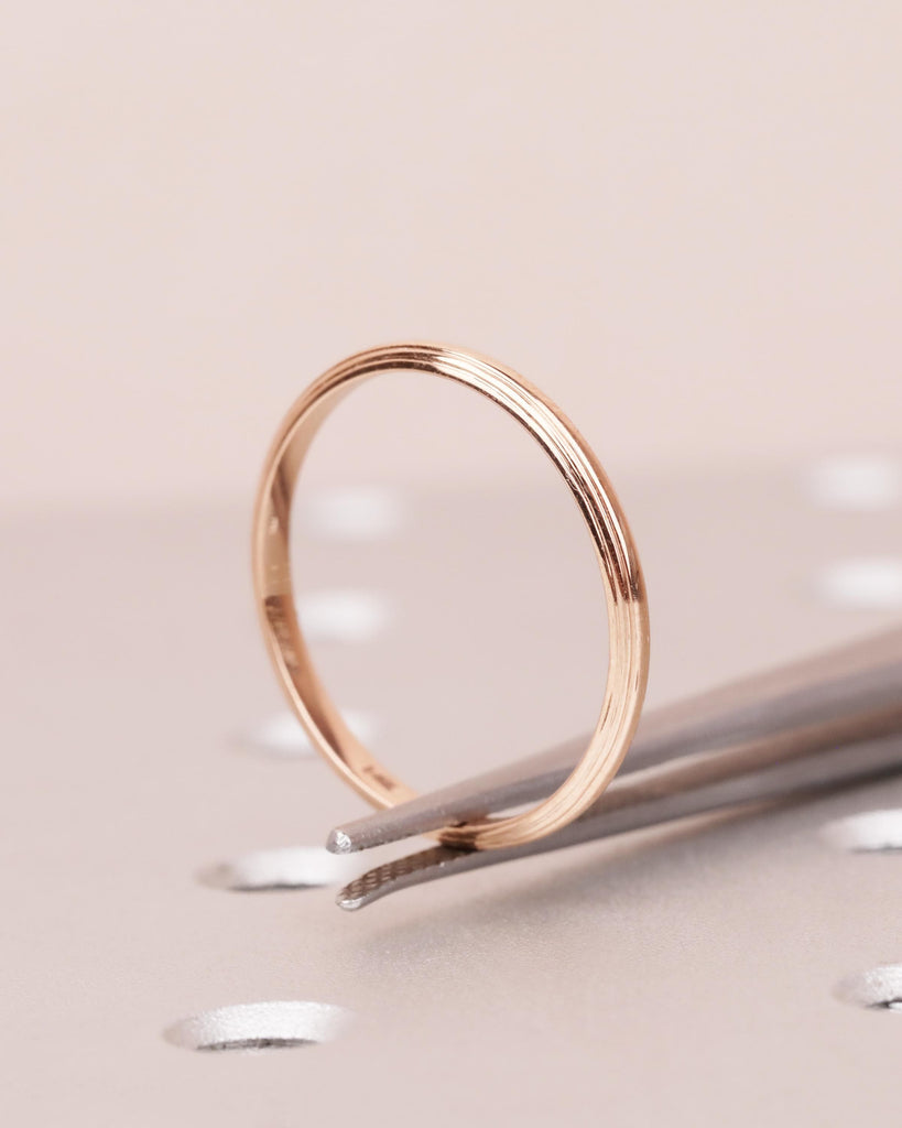 Dainty Women's Wedding Band: 14K Solid Gold Stackable Wedding Ring, 2mm Thin Engagement Ring, Smooth Layered Lines, Domed Ring image #8